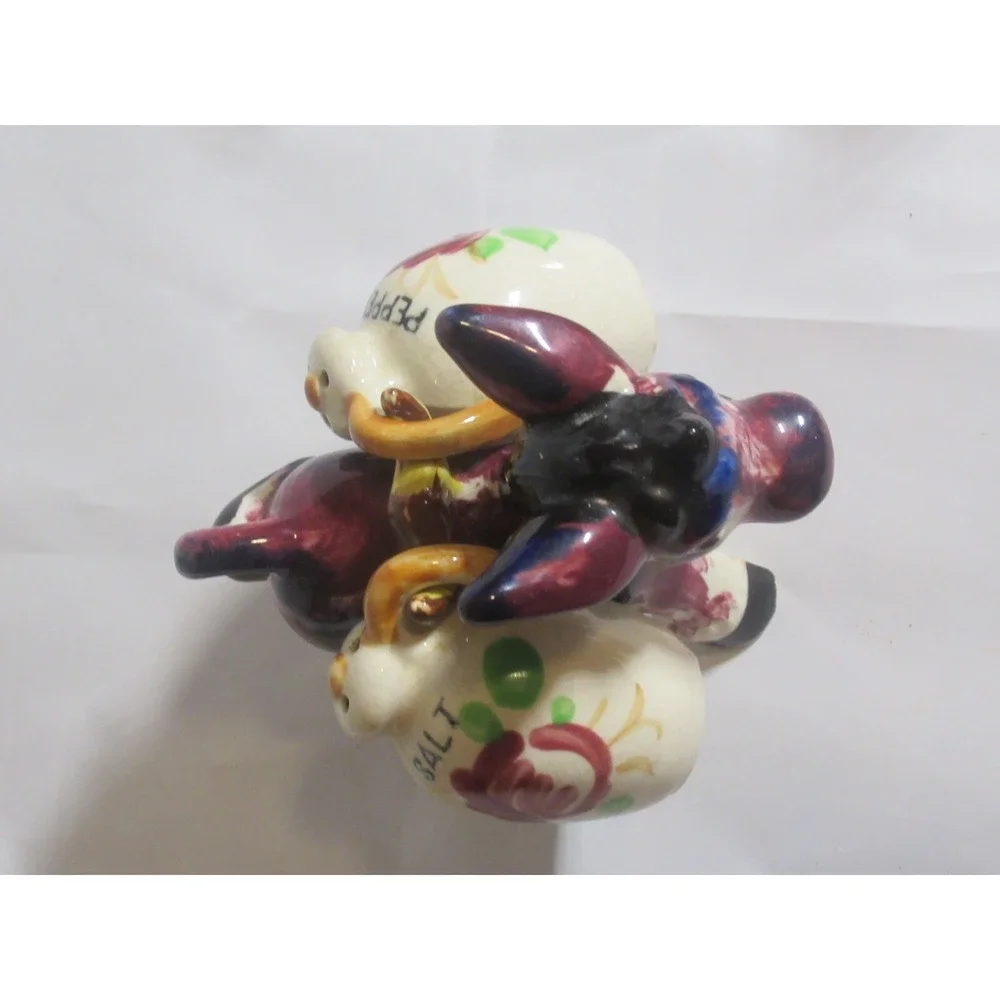 Vintage Japan Salt Pepper Shakers Donkey burro mule Painted Jugs